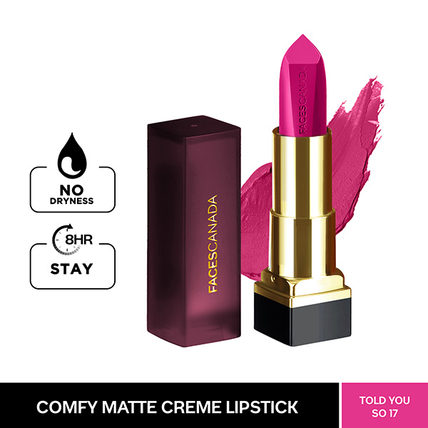 Faces Canada Comfy Matte Creme Lipstick - Told You So 17, Hydratingh Comfort Long Stay 4.2gm