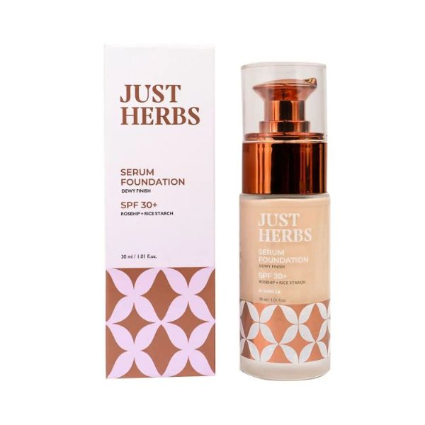 Just Herbs Serum Foundation Dewy Finish Spf 30+ Rosehip + Ricestarch, 01 Vanilla 30ml