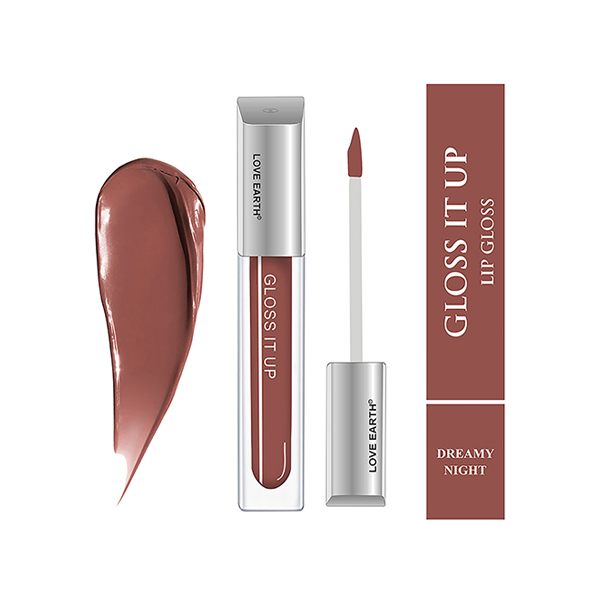 Love Earth Liquid Lip Gloss Dreamy Night for Soft & Dewy Lips Enriched Shiner for Moisturizing Lips (Brown Glitter) 3 ml
